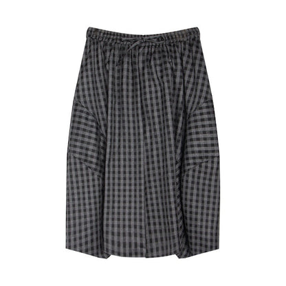 NAPSNAPS_Plaid_Cocoon_A_Line_Elastic_Waist_Pockets_Loose_Women&