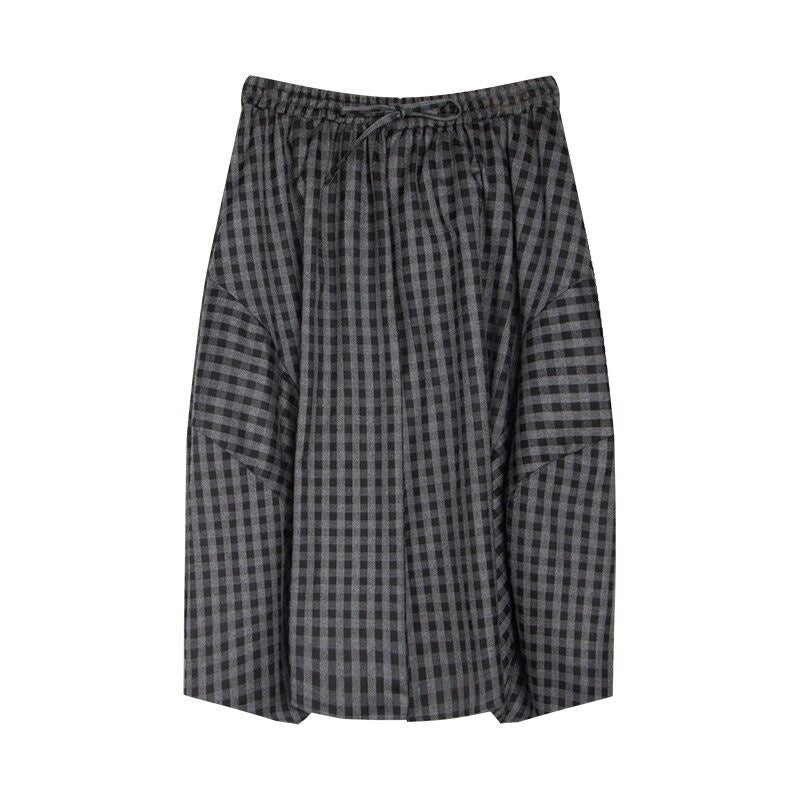 NAPSNAPS_Plaid_Cocoon_A_Line_Elastic_Waist_Pockets_Loose_Women&