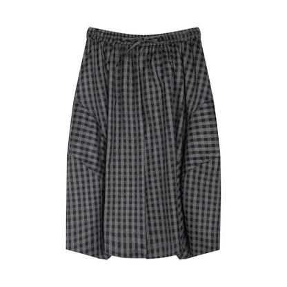 NAPSNAPS_Plaid_Cocoon_A_Line_Elastic_Waist_Pockets_Loose_Women&