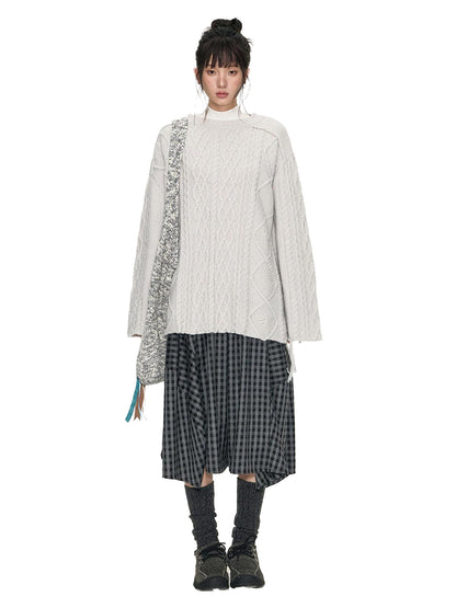 NAPSNAPS Plaid Cocoon A Line Elastic Waist Pockets Loose Women&