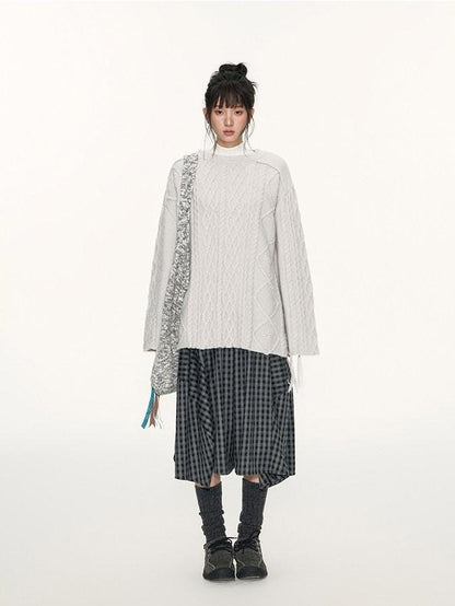 NAPSNAPS Plaid Cocoon A Line Elastic Waist Pockets Loose Women&