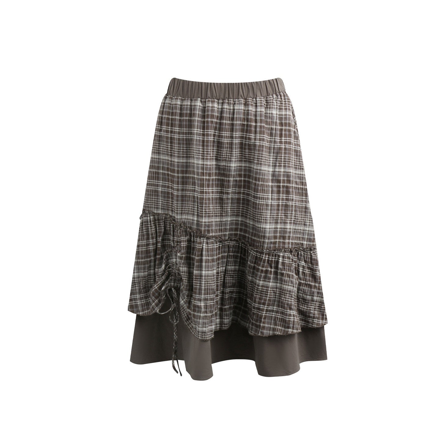 NAPSNAPS_Plaid_Colorblock_Patchwork_High_Waist_Women&