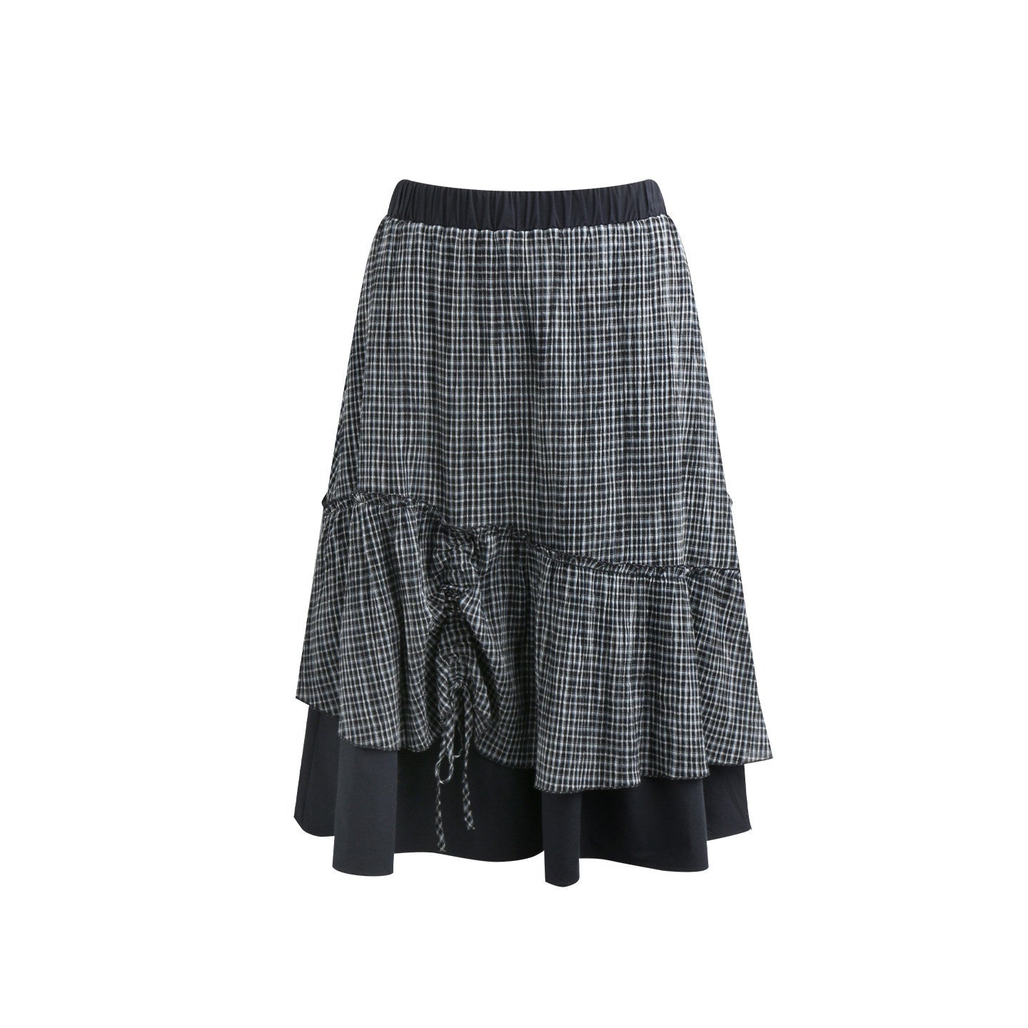 NAPSNAPS_Plaid_Colorblock_Patchwork_High_Waist_Women&