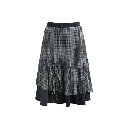 NAPSNAPS_Plaid_Colorblock_Patchwork_High_Waist_Women&