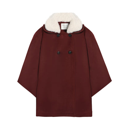 NAPSNAPS_Plaid_Detachable_Fur_Collar_Double_Breasted_Lapel_Women&