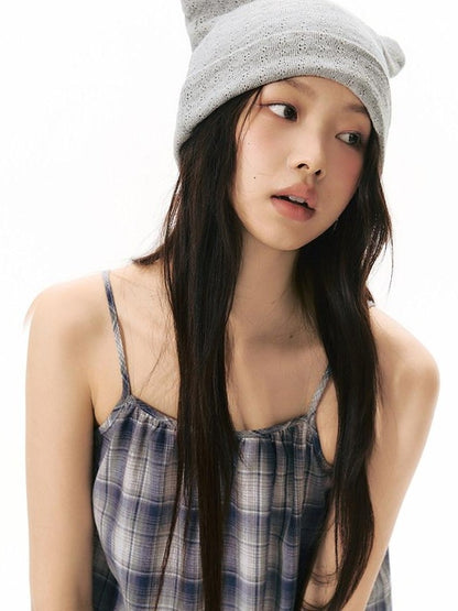 NAPSNAPS Plaid Drawstring Puff A Line Women&