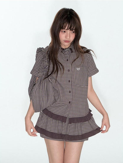 NAPSNAPS Plaid Embroidered Doll Collar Lace Patchwork Women&