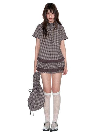 NAPSNAPS Plaid Embroidered Doll Collar Lace Patchwork Women&