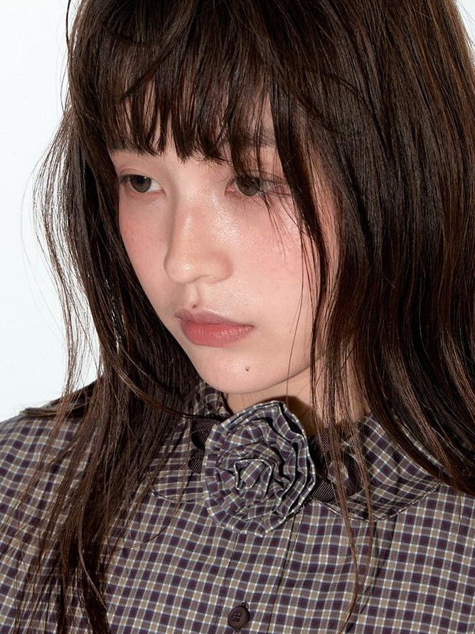 NAPSNAPS Plaid Embroidered Doll Collar Lace Patchwork Women&