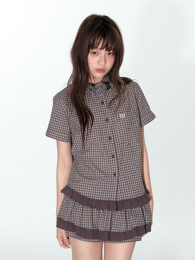 NAPSNAPS Plaid Embroidered Doll Collar Lace Patchwork Women&