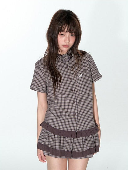 NAPSNAPS Plaid Embroidered Doll Collar Lace Patchwork Women&