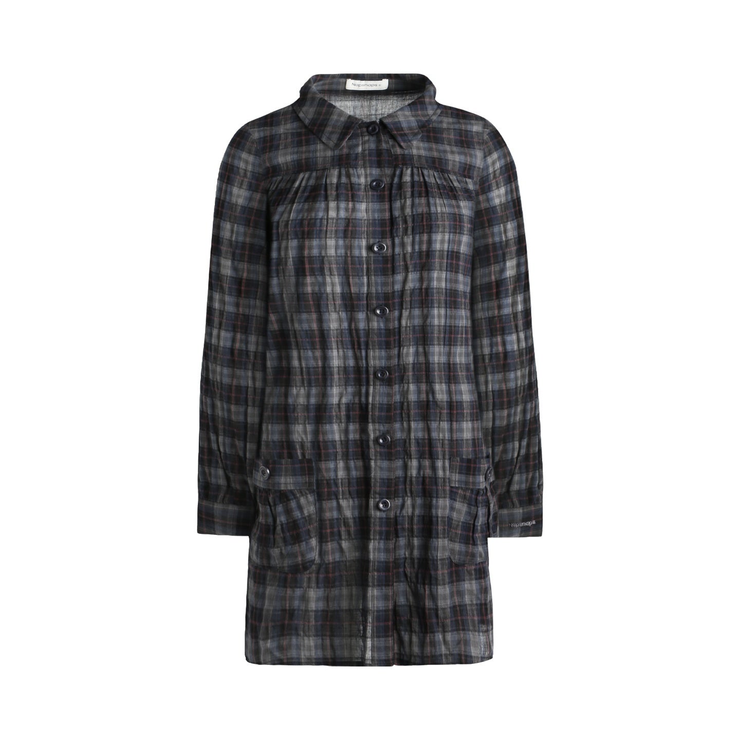 NAPSNAPS_Plaid_Embroidered_Patch_Pocket_Mid_Length_Women&