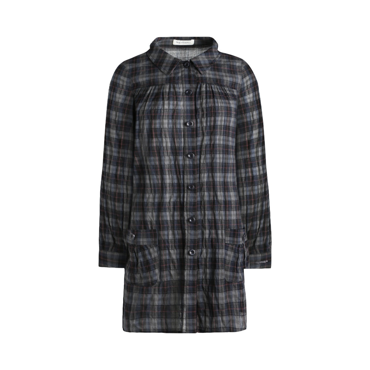 NAPSNAPS_Plaid_Embroidered_Patch_Pocket_Mid_Length_Women&