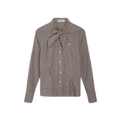 NAPSNAPS_Plaid_Embroidered_Tie_Collar_Waist_Cinched_Women&