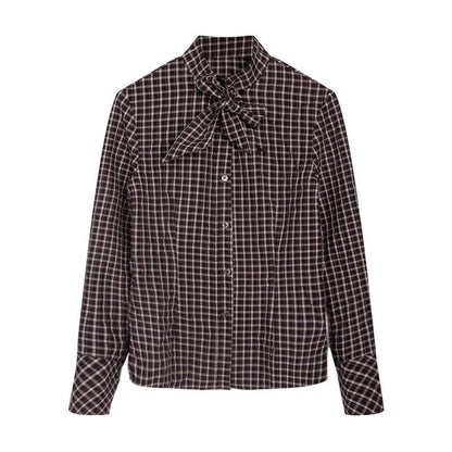 NAPSNAPS_Plaid_Embroidered_Tie_Collar_Waist_Cinched_Women&