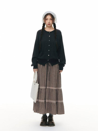 NAPSNAPS Plaid Patchwork Lace Trim Women&