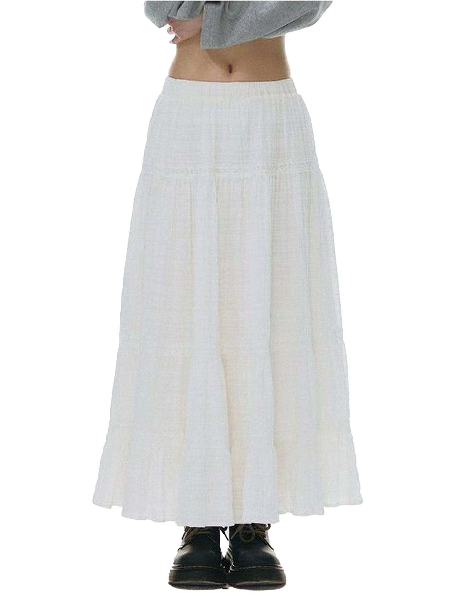 NAPSNAPS Plaid Patchwork Lace Trim Women&