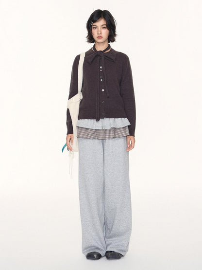 NAPSNAPS Plaid Patchwork Layered Skirt Hem Women&