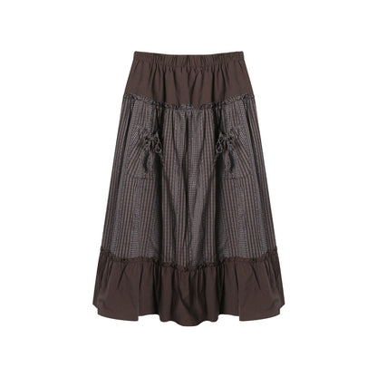 NAPSNAPS_Plaid_Patchwork_Ruffle_Trim_A_Line_Women&