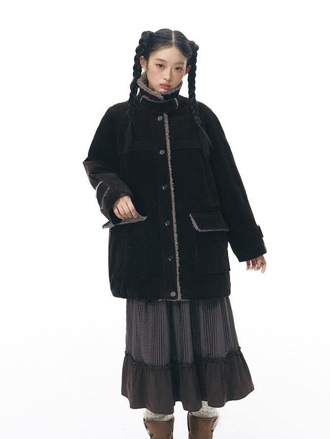 NAPSNAPS Plaid Patchwork Ruffle Trim A Line Women&