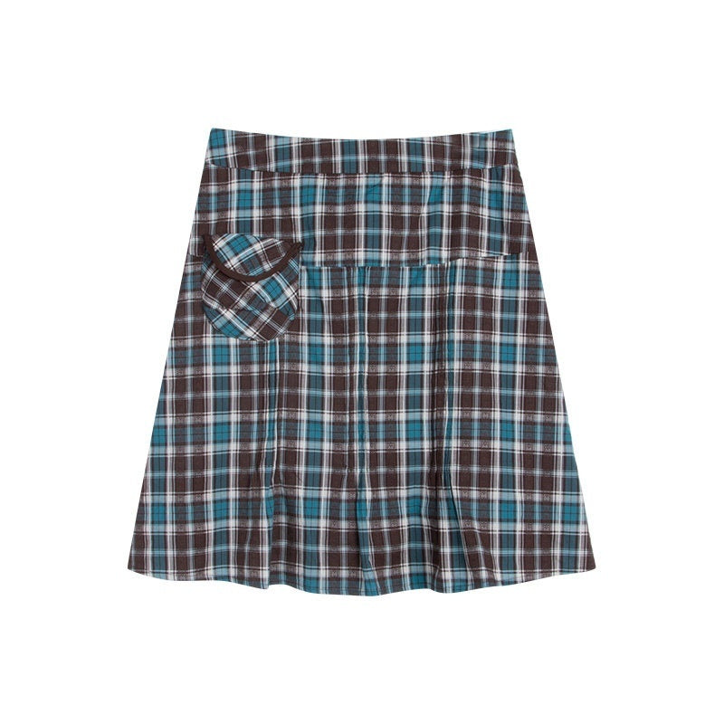 NAPSNAPS_Plaid_Pleated_Pocket_A_Line_Low_Waist_Women&