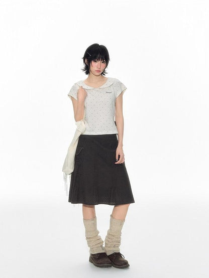 NAPSNAPS Plaid Pleated Pocket A Line Low Waist Women&