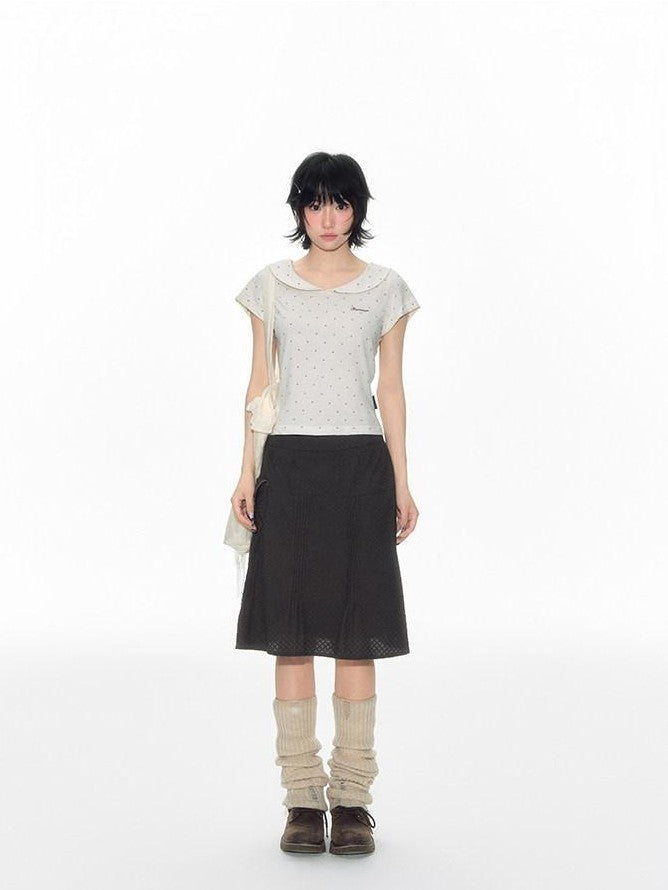 NAPSNAPS Plaid Pleated Pocket A Line Low Waist Women&