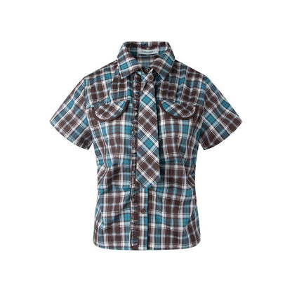 NAPSNAPS_Plaid_Pleated_Short_Sleeve_College_Women&