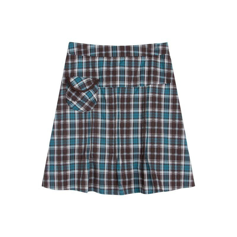 NAPSNAPS_Plaid_Pleated_Short_Sleeve_College_Women&