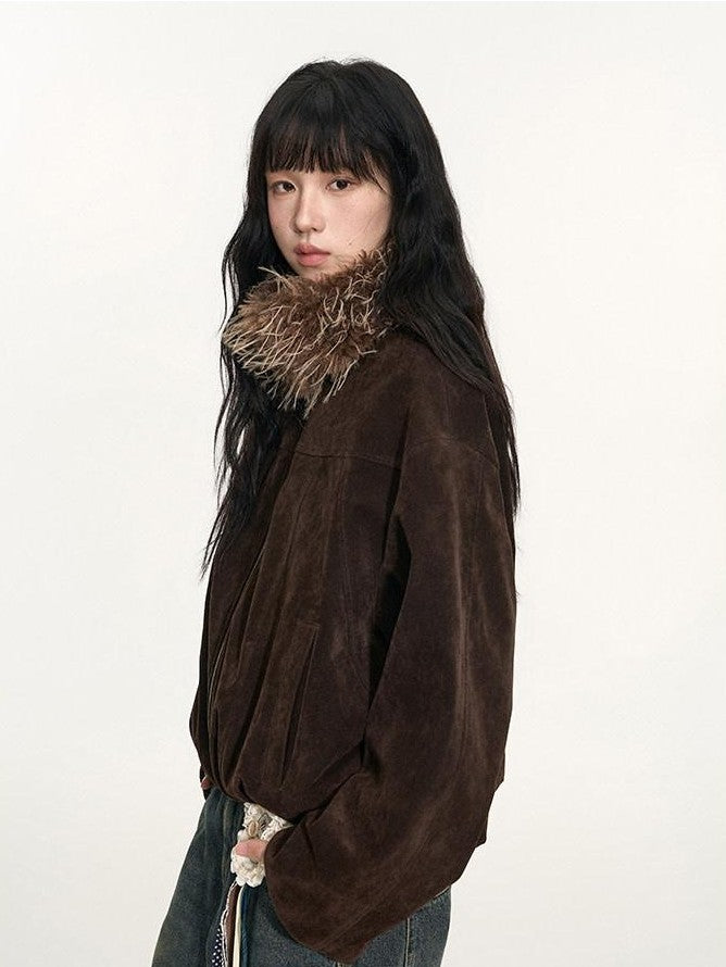 NAPSNAPS Plaid Reversible Stand Collar Zip Women&