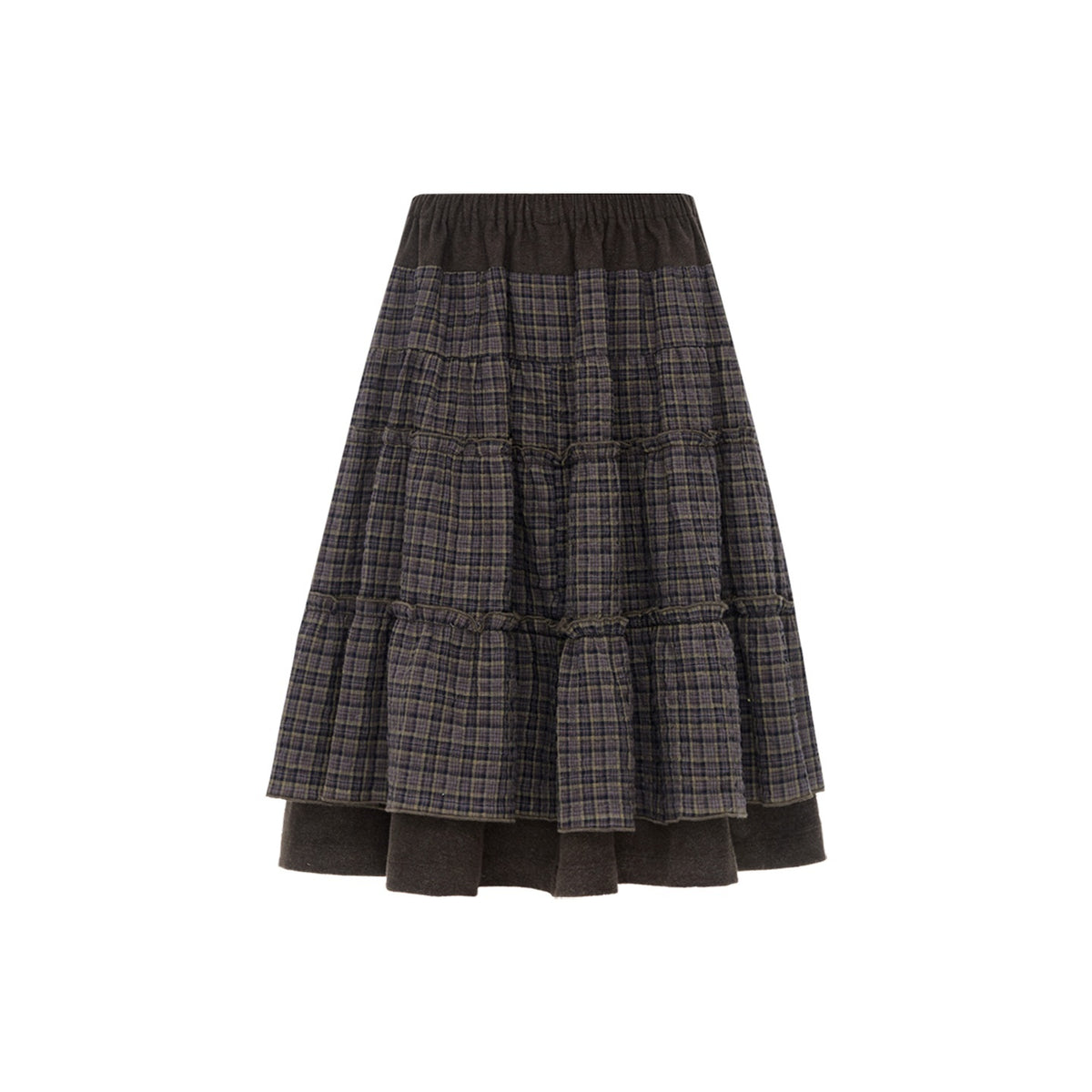NAPSNAPS_Plaid_Spliced_High_Waist_A_Line_Umbrella_Women&