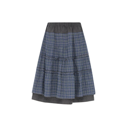 NAPSNAPS_Plaid_Spliced_High_Waist_A_Line_Umbrella_Women&