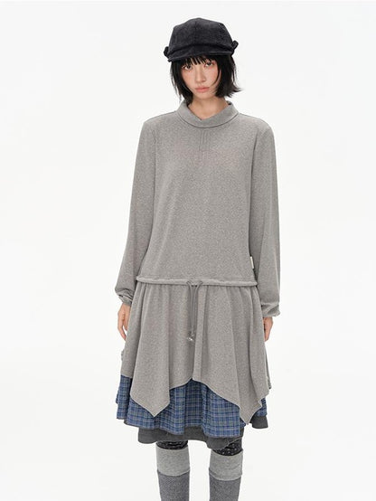 NAPSNAPS Plaid Spliced High Waist A Line Umbrella Women&