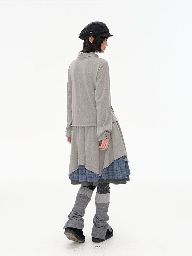 NAPSNAPS Plaid Spliced High Waist A Line Umbrella Women&