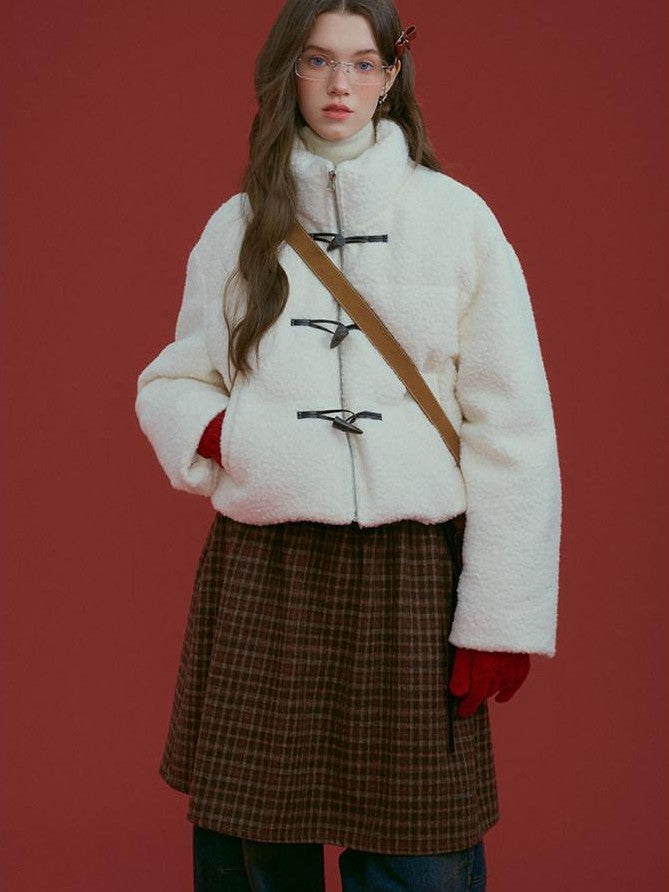 NAPSNAPS Plaid Velvet Low Waist Tie A Line Women&