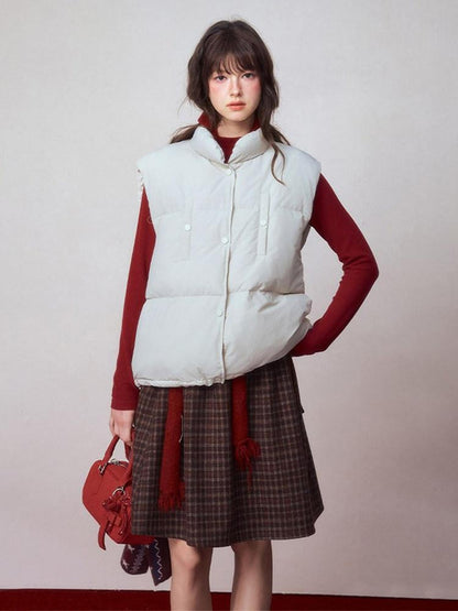 NAPSNAPS Plaid Velvet Low Waist Tie A Line Women&