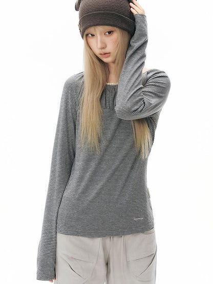 NAPSNAPS Pleated Embroidered Striped Knit Women&