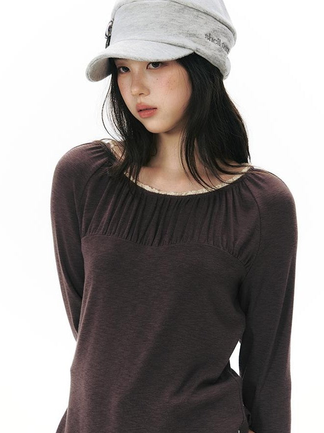 NAPSNAPS Pleated Embroidered Striped Knit Women&