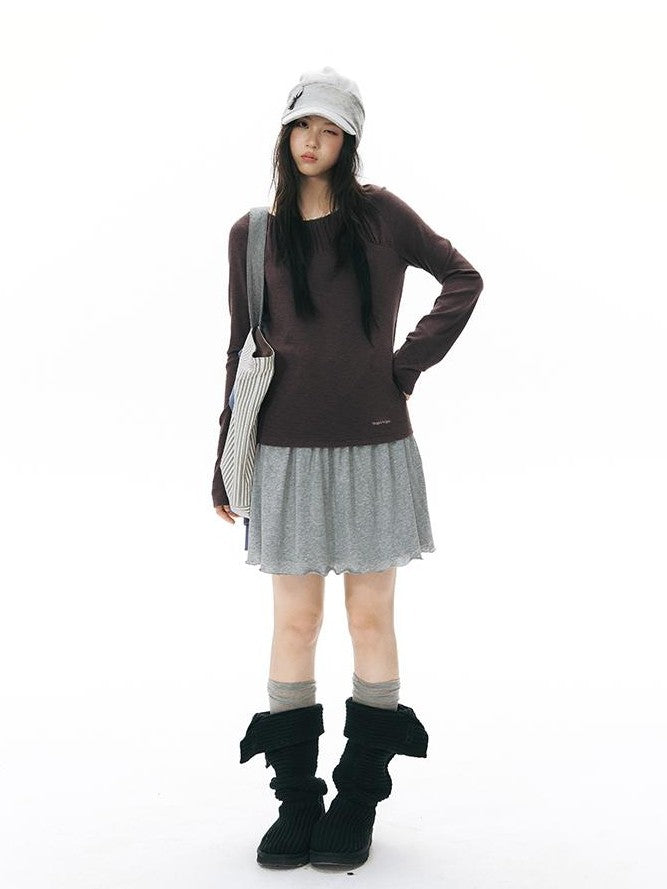 NAPSNAPS Pleated Embroidered Striped Knit Women&