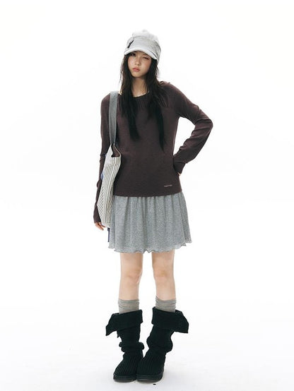 NAPSNAPS Pleated Embroidered Striped Knit Women&