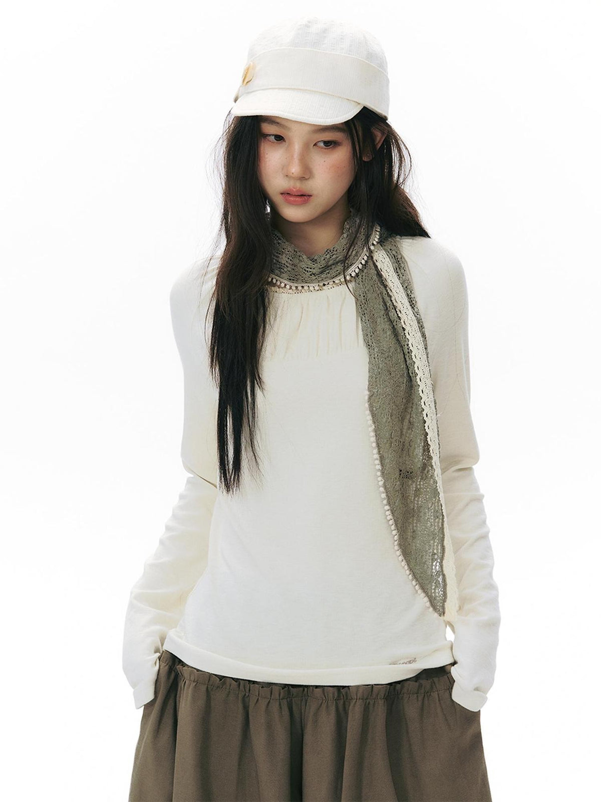 NAPSNAPS Pleated Embroidered Striped Knit Women&