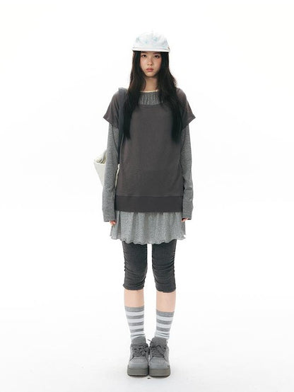 NAPSNAPS Pleated Embroidered Striped Knit Women&