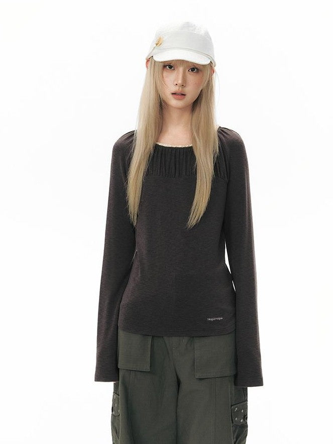 NAPSNAPS Pleated Embroidered Striped Knit Women&