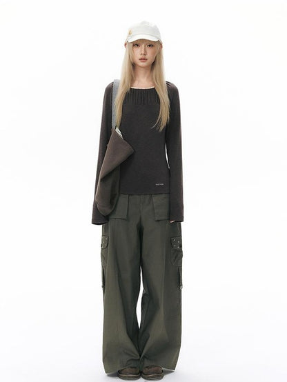 NAPSNAPS Pleated Embroidered Striped Knit Women&