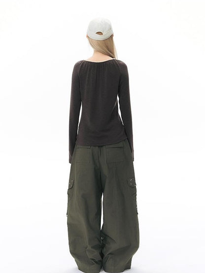 NAPSNAPS Pleated Embroidered Striped Knit Women&
