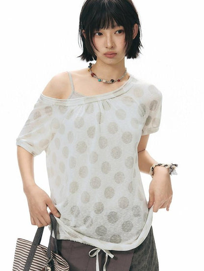 NAPSNAPS Polka Dot Embroidered Loose Women&