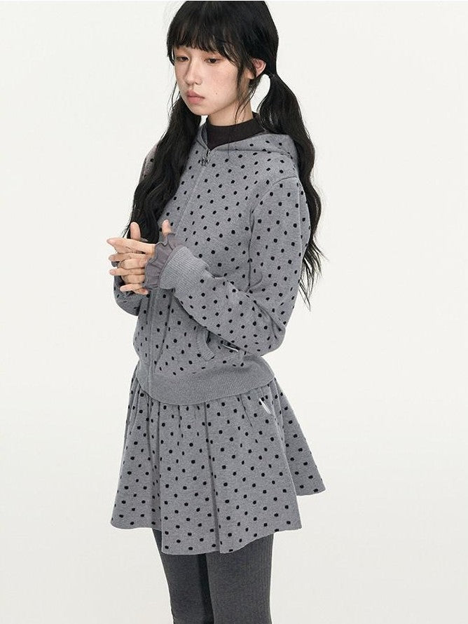NAPSNAPS Polka Dot Hooded Zip Knit Women&