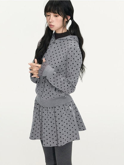 NAPSNAPS Polka Dot Hooded Zip Knit Women&