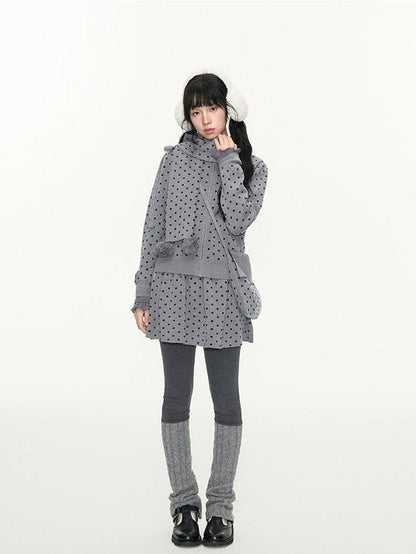 NAPSNAPS Polka Dot Hooded Zip Knit Women&