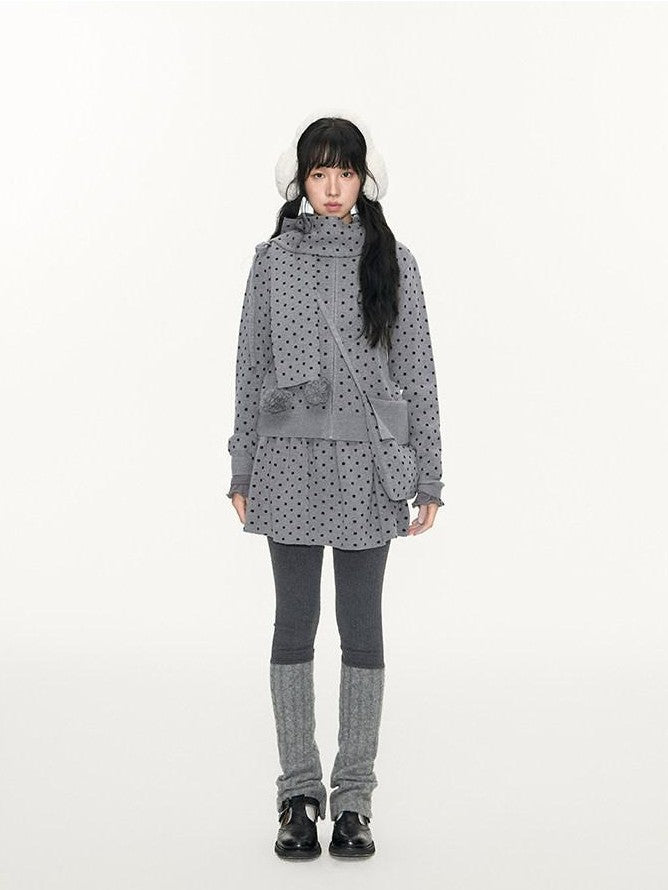NAPSNAPS Polka Dot Hooded Zip Knit Women&